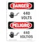 Signmission Safety Sign, OSHA Danger, 5" Height, 440 Volts, Bilingual Spanish OS-DS-D-35-VS-1011 - alternate 1